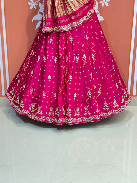 PURE GAZI SILK HANDWORK GOTA PATTI LEHENGA