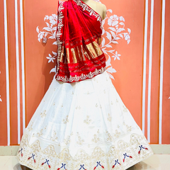 PURE GAZI SILK HANDWORK GOTA PATTI LEHENGA