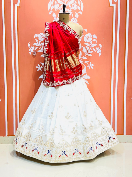 PURE GAZI SILK HANDWORK GOTA PATTI LEHENGA