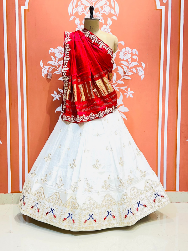 PURE GAZI SILK HANDWORK GOTA PATTI LEHENGA