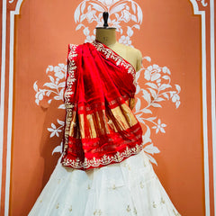 PURE GAZI SILK HANDWORK GOTA PATTI LEHENGA