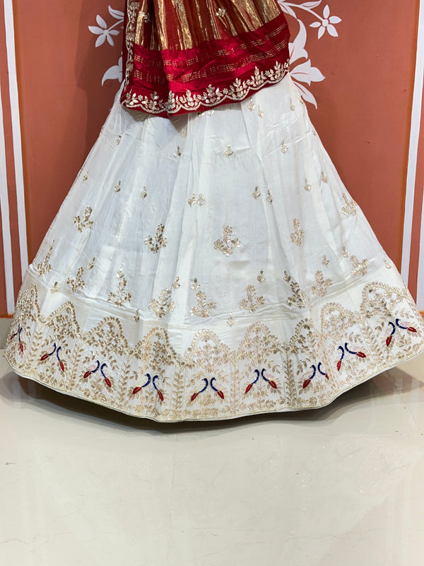 PURE GAZI SILK HANDWORK GOTA PATTI LEHENGA