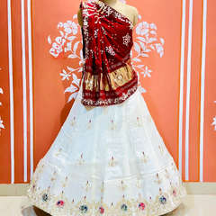 PURE GAZI SILK HANDWORK GOTA PATTI LEHENGA