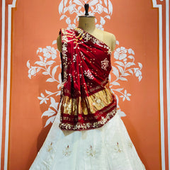 PURE GAZI SILK HANDWORK GOTA PATTI LEHENGA