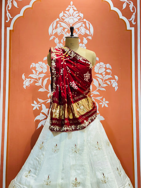PURE GAZI SILK HANDWORK GOTA PATTI LEHENGA