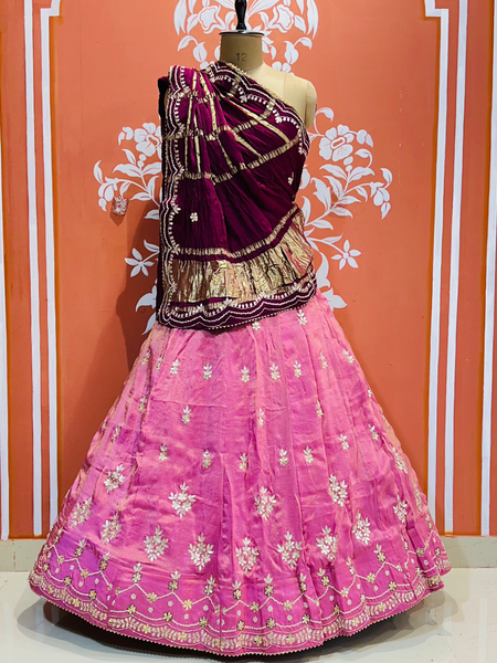 GAZI SILK COSMOS TISSUE GOTA PATTI ZARDOZI LEHENGA