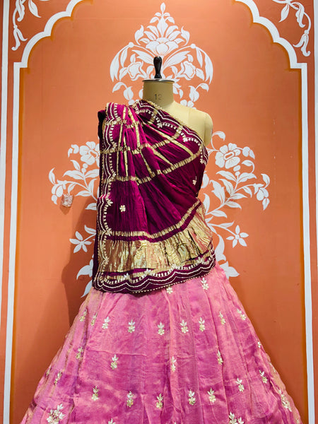 GAZI SILK COSMOS TISSUE GOTA PATTI ZARDOZI LEHENGA