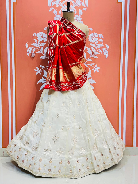 GAZI SILK COSMOS TISSUE GOTA PATTI ZARDOZI LEHENGA