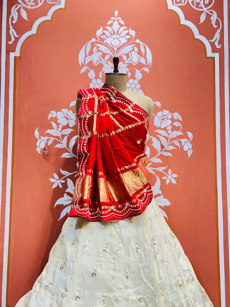 GAZI SILK COSMOS TISSUE GOTA PATTI ZARDOZI LEHENGA