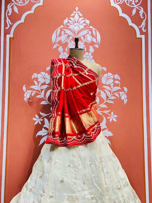 GAZI SILK COSMOS TISSUE GOTA PATTI ZARDOZI LEHENGA