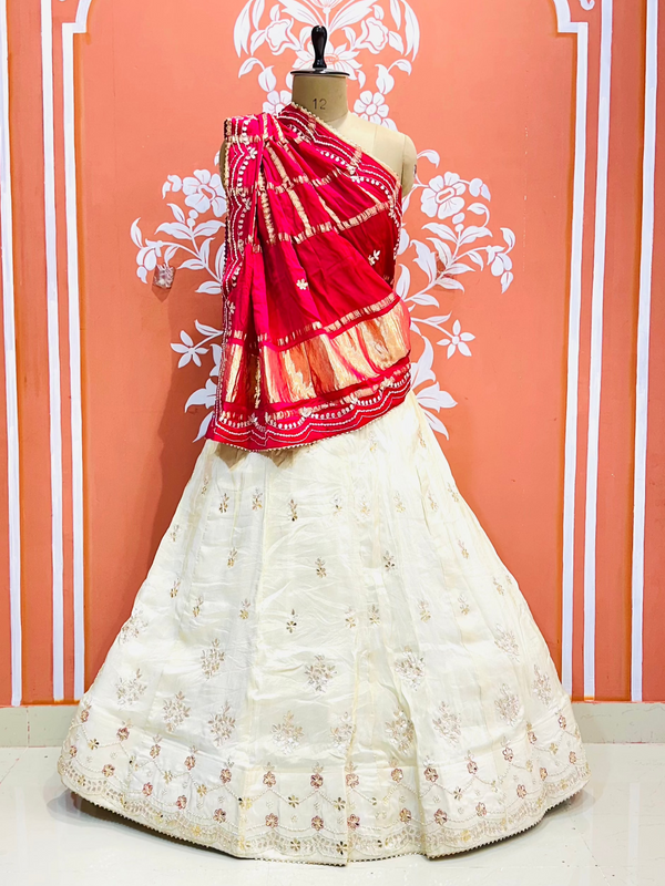 GAZI SILK COSMOS TISSUE GOTA PATTI ZARDOZI LEHENGA
