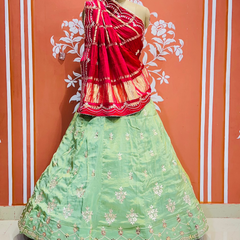 GAZI SILK COSMOS TISSUE GOTA PATTI ZARDOZI LEHENGA