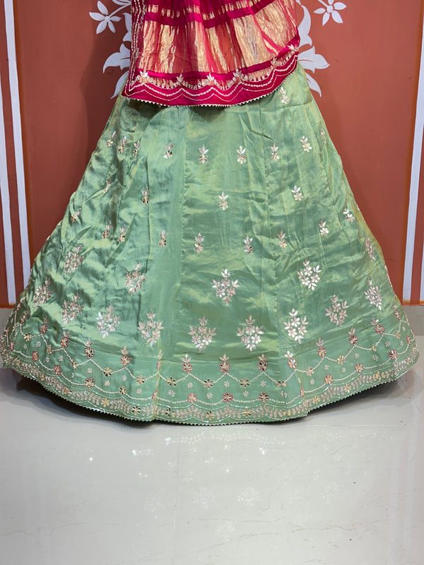 GAZI SILK COSMOS TISSUE GOTA PATTI ZARDOZI LEHENGA