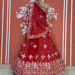 60GM GEORGETTE BHANDHANI GOTA PATTI LEHENGA