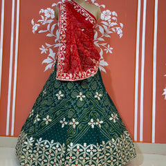 60GM GEORGETTE BHANDHANI GOTA PATTI LEHENGA