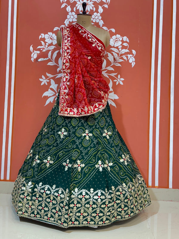 60GM GEORGETTE BHANDHANI GOTA PATTI LEHENGA