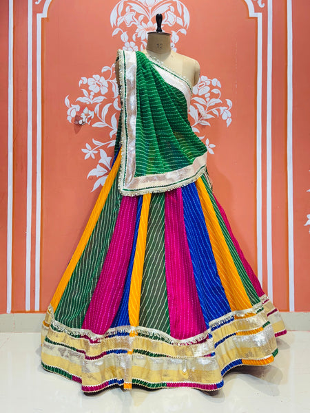 MULTICOLOR MOTHRA FULL FLARED LEHENGA