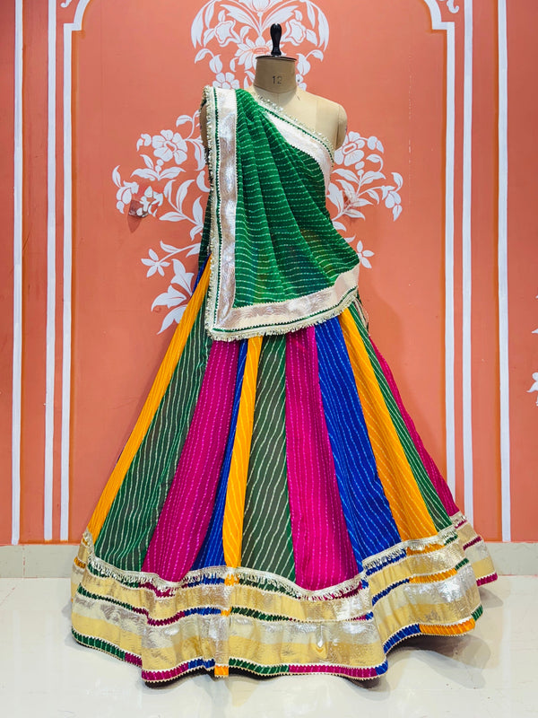 MULTICOLOR MOTHRA FULL FLARED LEHENGA