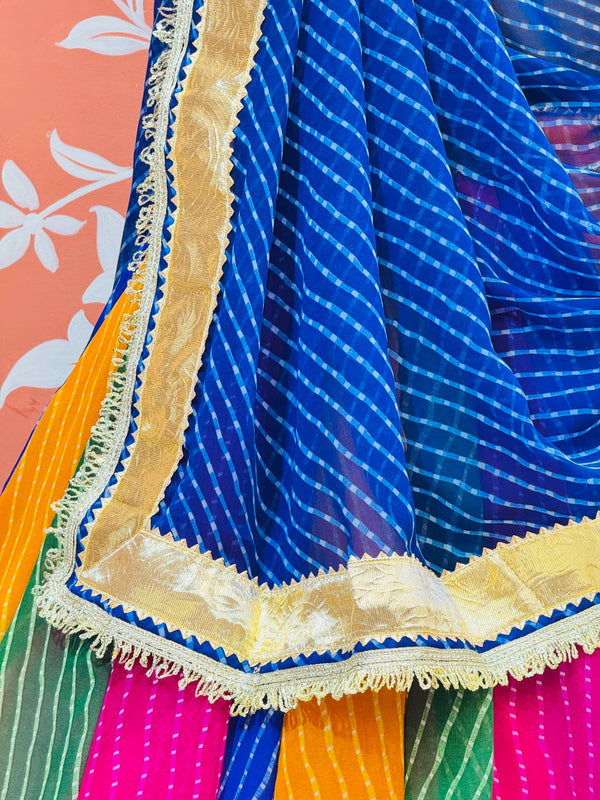 MULTICOLOR MOTHRA FULL FLARED LEHENGA