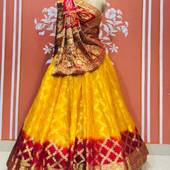TAFETA SILK 24 KALI GHATCHOLA LEHENGA