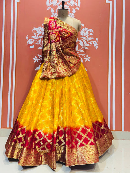 TAFETA SILK 24 KALI GHATCHOLA LEHENGA