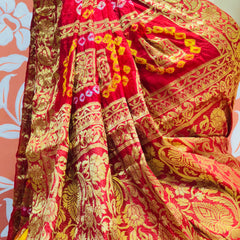 TAFETA SILK 24 KALI GHATCHOLA LEHENGA
