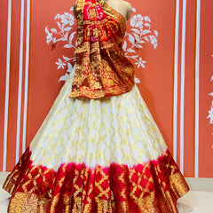 TAFETA SILK 24 KALI GHATCHOLA LEHENGA