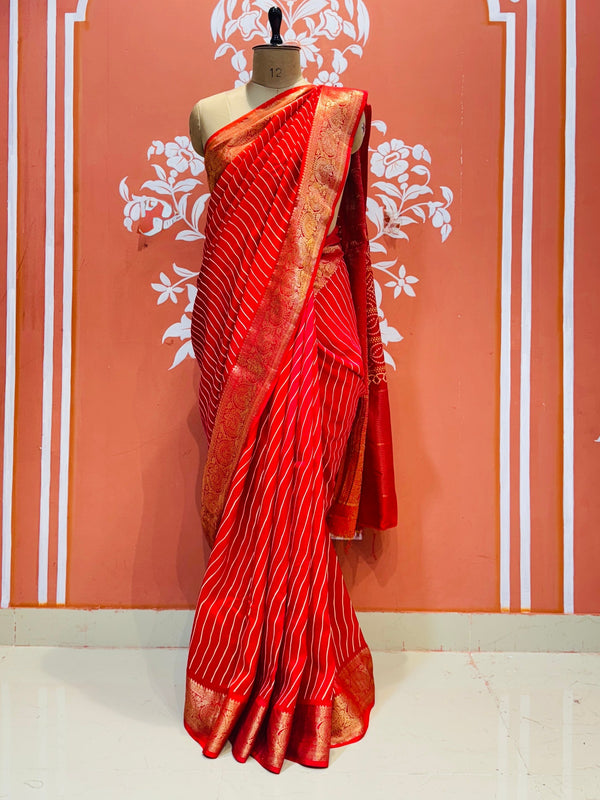 RUSSIAN SILK LEHERIYA SAREE