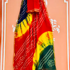 PURE GEORGETTE BHANDEJ SAREE