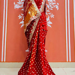 GAZI SILK GOTA PATTI BHANDEJ SAREE