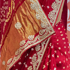 GAZI SILK GOTA PATTI BHANDEJ SAREE