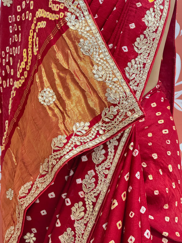 GAZI SILK GOTA PATTI BHANDEJ SAREE