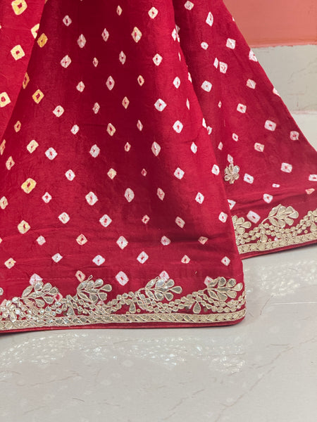 GAZI SILK GOTA PATTI BHANDEJ SAREE