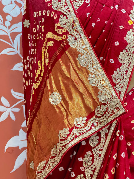 GAZI SILK GOTA PATTI BHANDEJ SAREE
