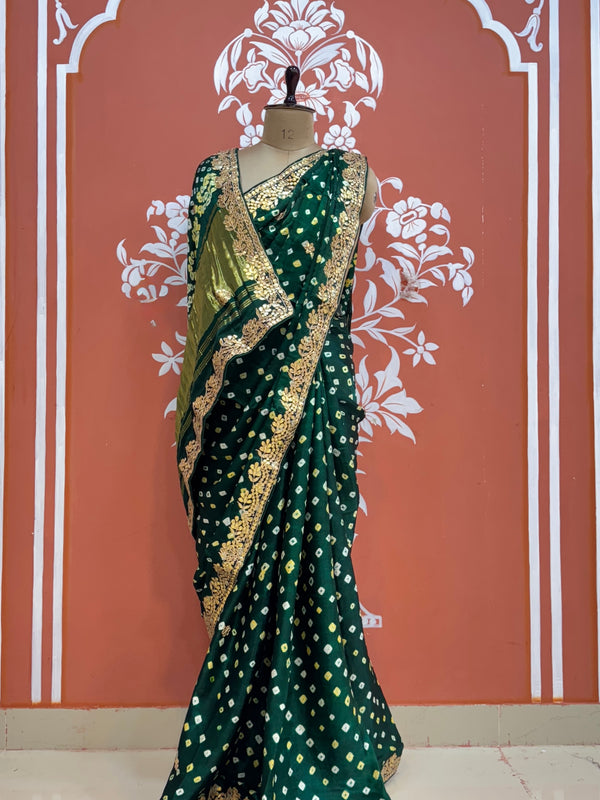 GAZI SILK GOTA PATTI BHANDEJ SAREE