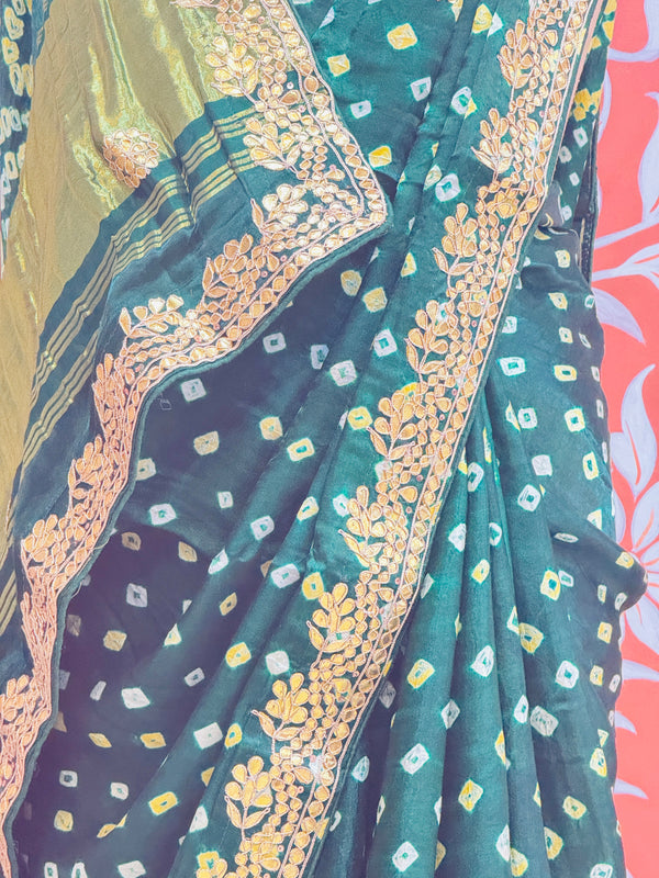 GAZI SILK GOTA PATTI BHANDEJ SAREE