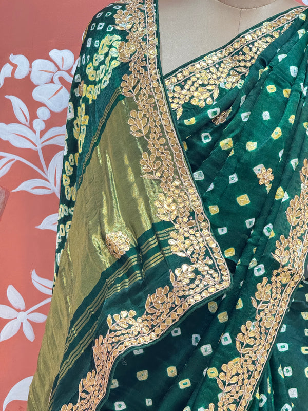 GAZI SILK GOTA PATTI BHANDEJ SAREE