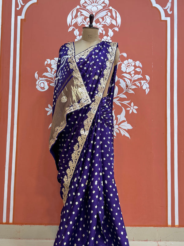 GAZI SILK GOTA PATTI BHANDEJ SAREE