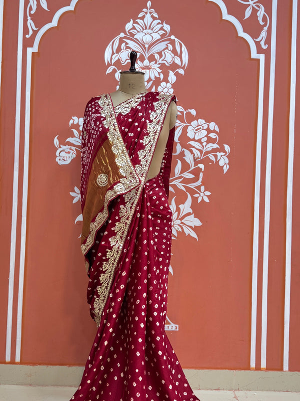 GAZI SILK GOTA PATTI BHANDEJ SAREE