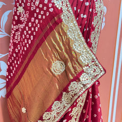 GAZI SILK GOTA PATTI BHANDEJ SAREE