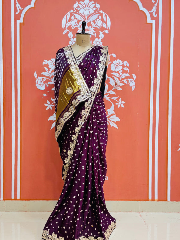 GAZI SILK GOTA PATTI BHANDEJ SAREE