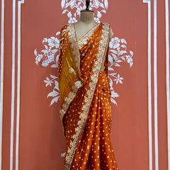 GAZI SILK GOTA PATTI BHANDEJ SAREE