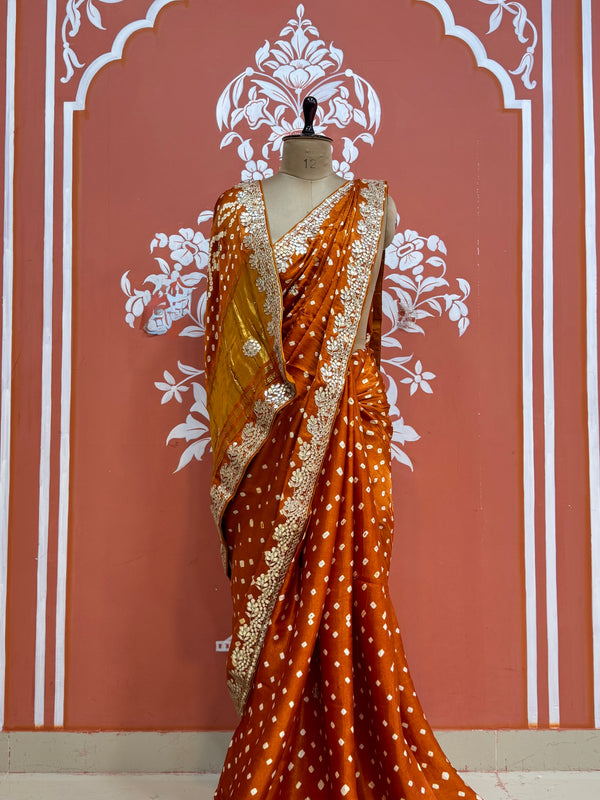 GAZI SILK GOTA PATTI BHANDEJ SAREE