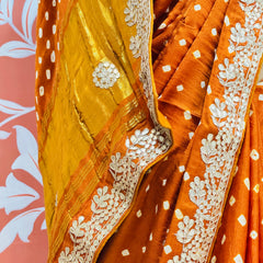 GAZI SILK GOTA PATTI BHANDEJ SAREE