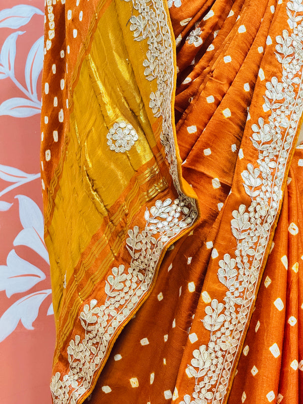 GAZI SILK GOTA PATTI BHANDEJ SAREE