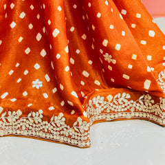 GAZI SILK GOTA PATTI BHANDEJ SAREE