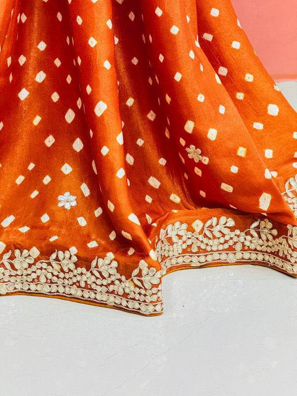 GAZI SILK GOTA PATTI BHANDEJ SAREE