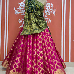 TAFETA SILK 24 KALI GHATCHOLA LEHENGA