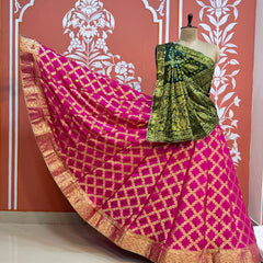 TAFETA SILK 24 KALI GHATCHOLA LEHENGA