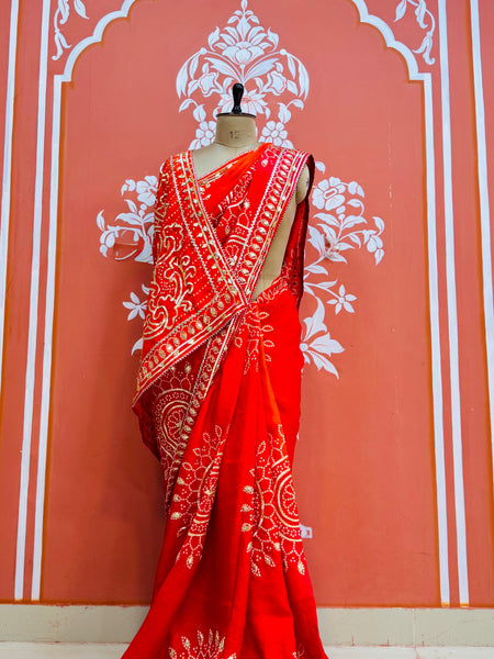 PURE UPADA SILK KACCHI PATTI SAREE